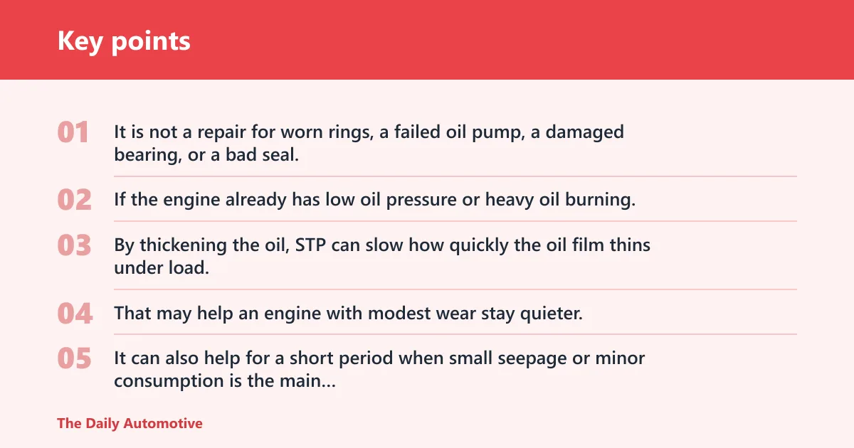 Key points: What STP Oil Treatment actually is