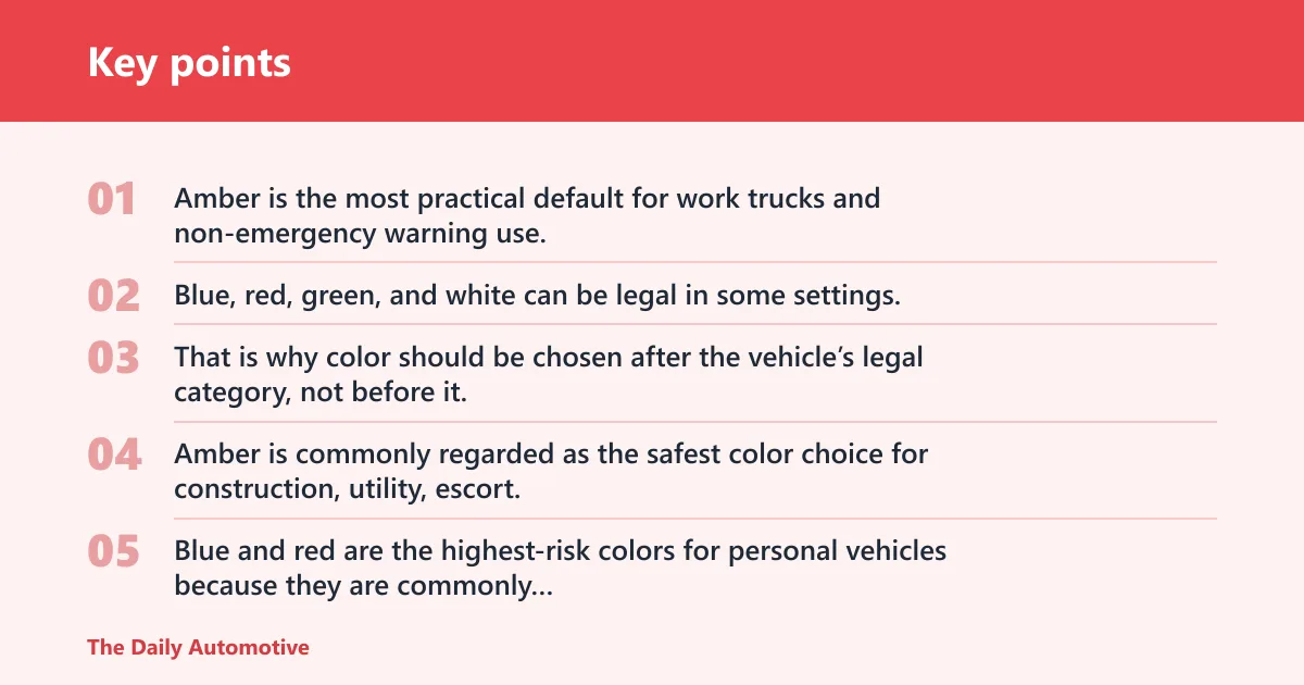 Key points: What color strobe light is legal for your vehicle?