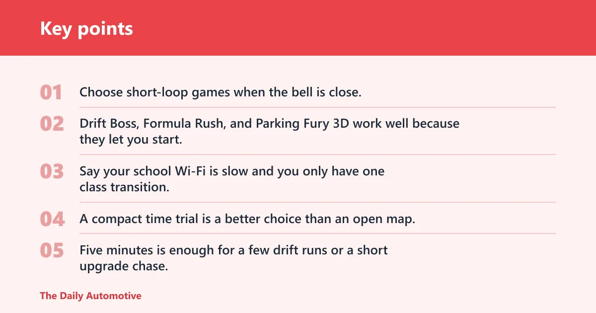 Key points: Stunt car game decision table