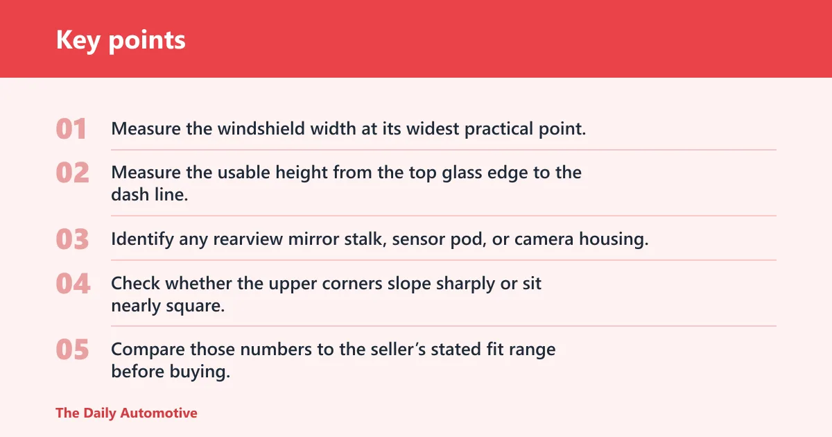Key points: Sun reflector fit checklist and sizing worksheet