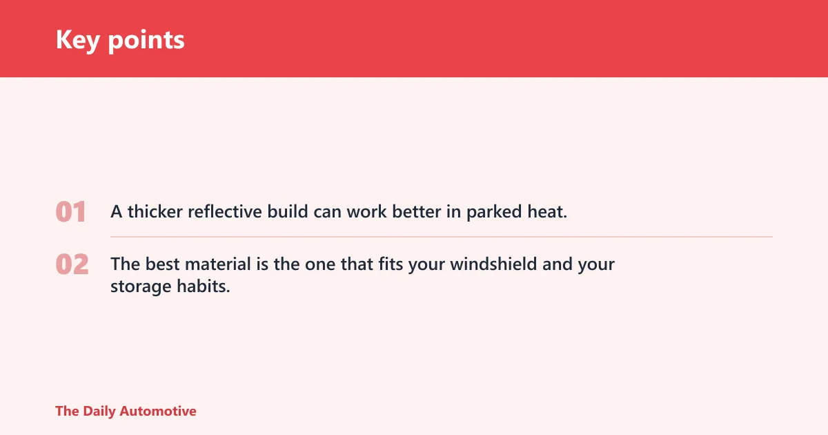 Key points: What is the best material for a car sun reflector?