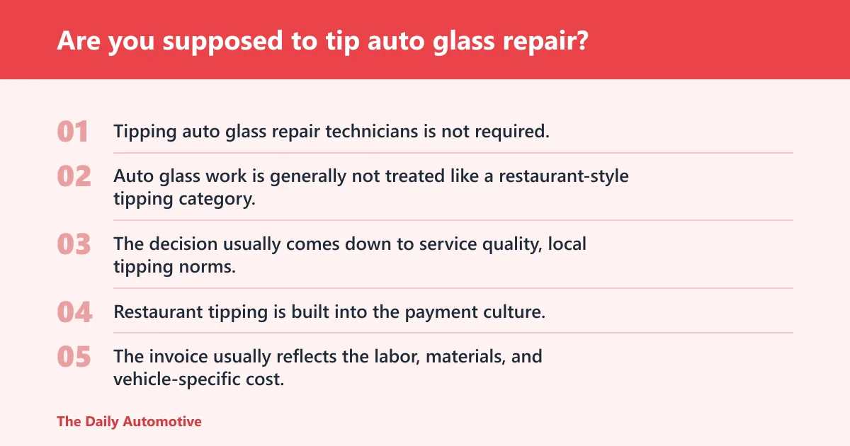 Steps: Are you supposed to tip auto glass repair?