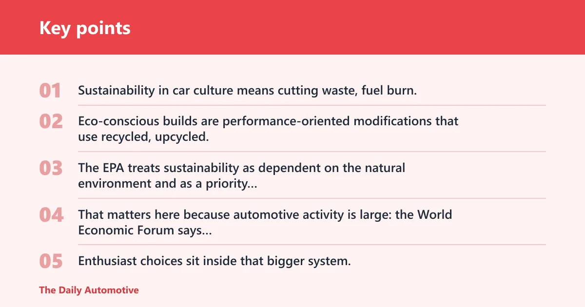 Key points: What sustainability means for car enthusiasts