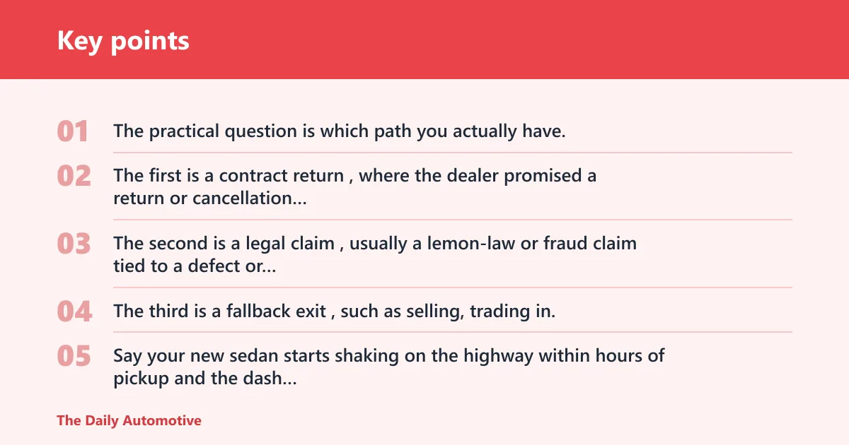 Key points: Can you return a car you just bought?