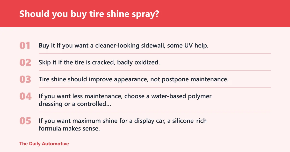 Steps: Should you buy tire shine spray?