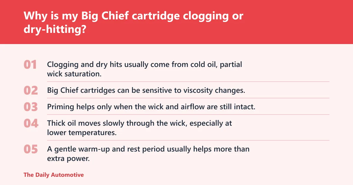 Steps: Why is my Big Chief cartridge clogging or dry-hitting?