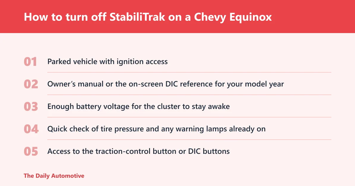 Steps: How to turn off StabiliTrak on a Chevy Equinox