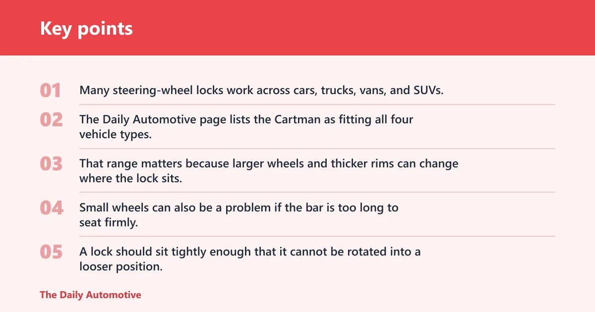 Key points: Which steering lock fits your vehicle?