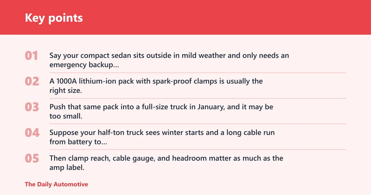 Key points: Jump starter decision table