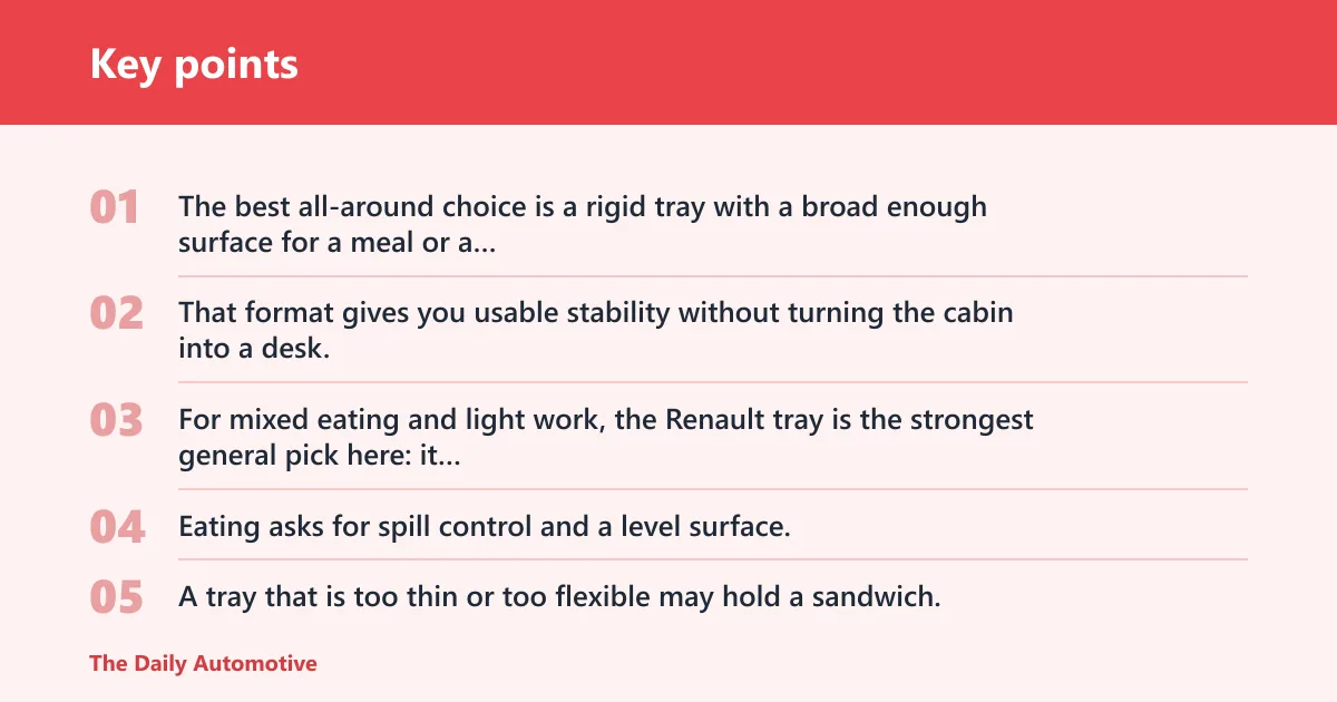 Key points: Top pick steering wheel tray