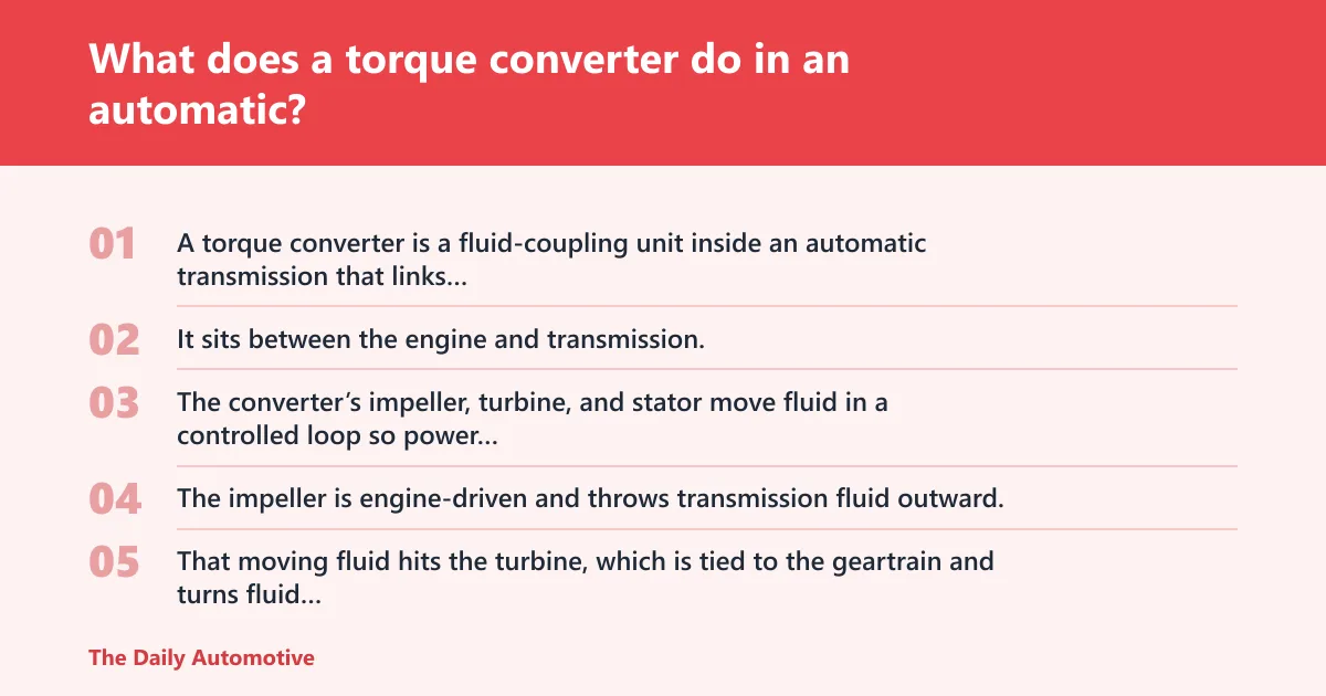 Steps: What does a torque converter do in an automatic?