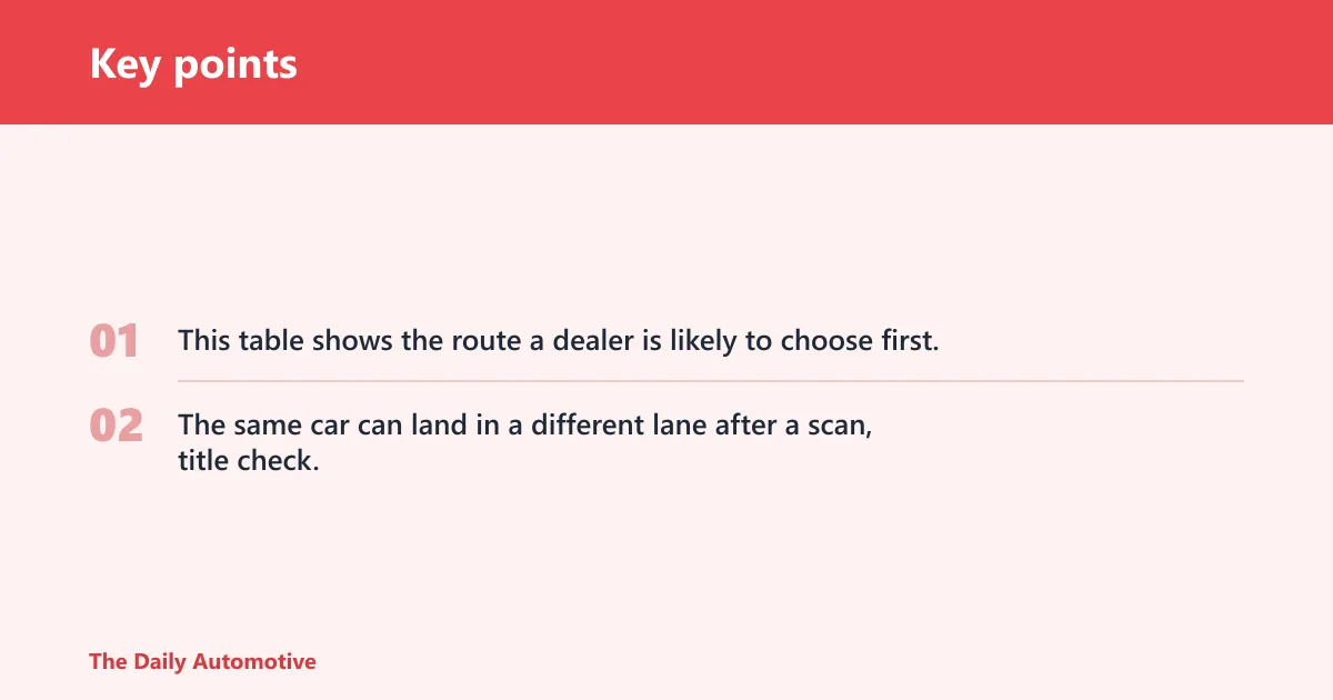 Key points: Damaged car decision table