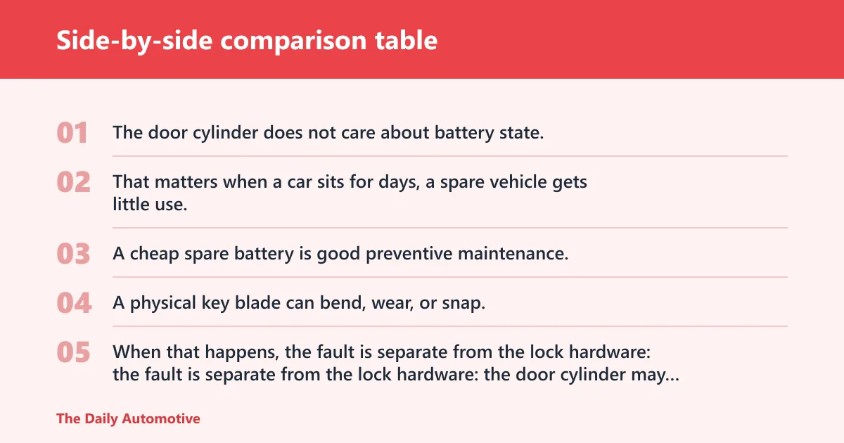 Steps: Side-by-side comparison table