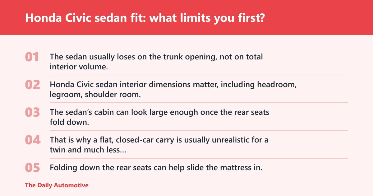 Steps: Honda Civic sedan fit: what limits you first?