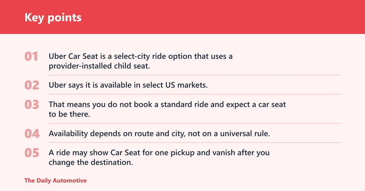 Key points: Does Uber have car seats?