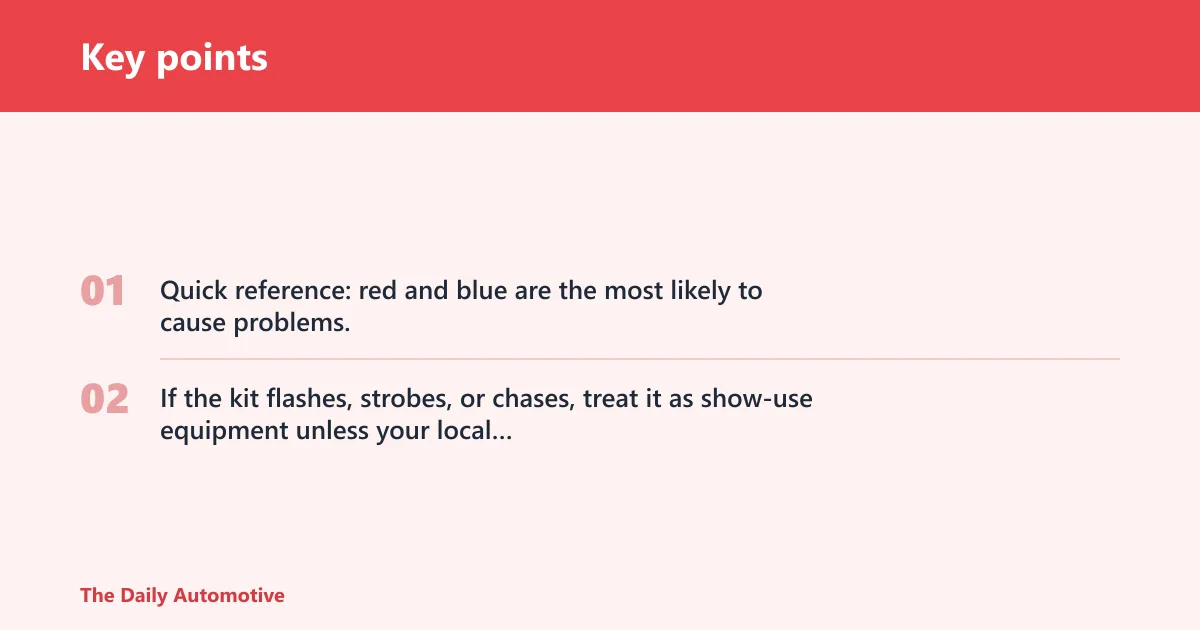 Key points: Underglow compliance checklist