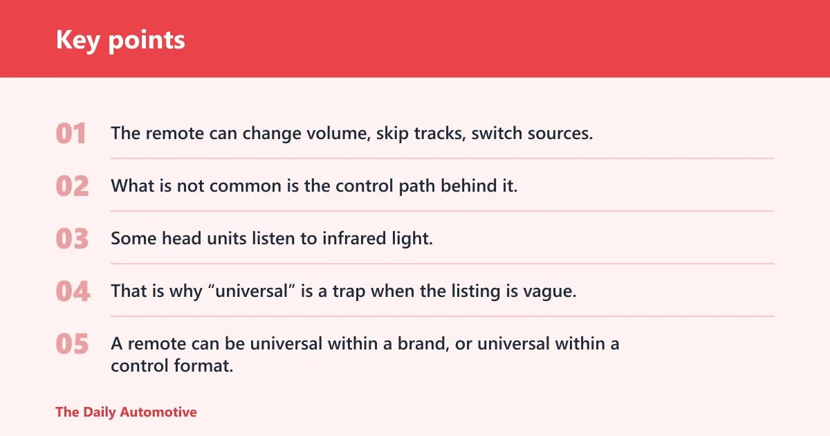 Key points: Universal car audio remote basics