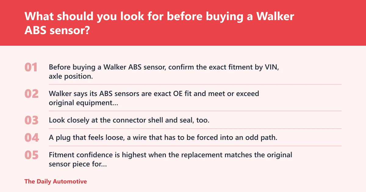 Steps: What should you look for before buying a Walker ABS sensor?