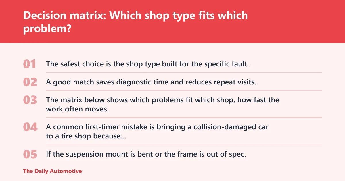Steps: Decision matrix: Which shop type fits which problem?