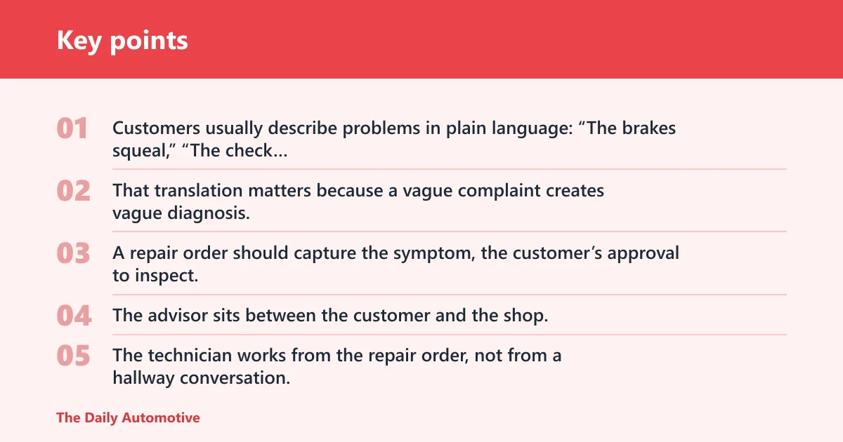 Key points: What does an automotive service advisor do?