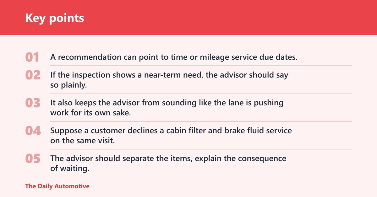 Key points: What do good maintenance recommendations look like?