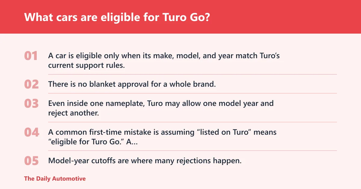 Steps: What cars are eligible for Turo Go?