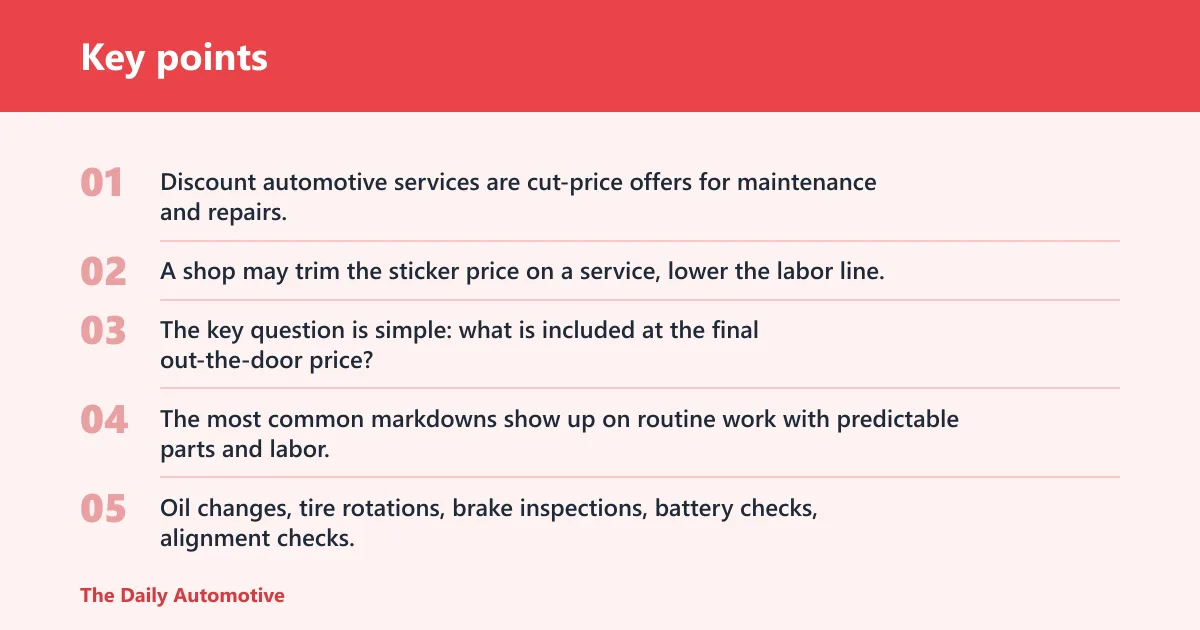 Key points: What discount automotive services mean