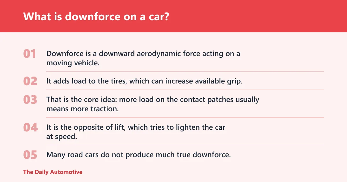 Steps: What is downforce on a car?