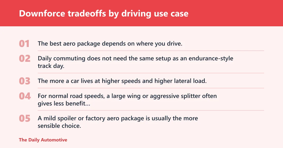 Steps: Downforce tradeoffs by driving use case