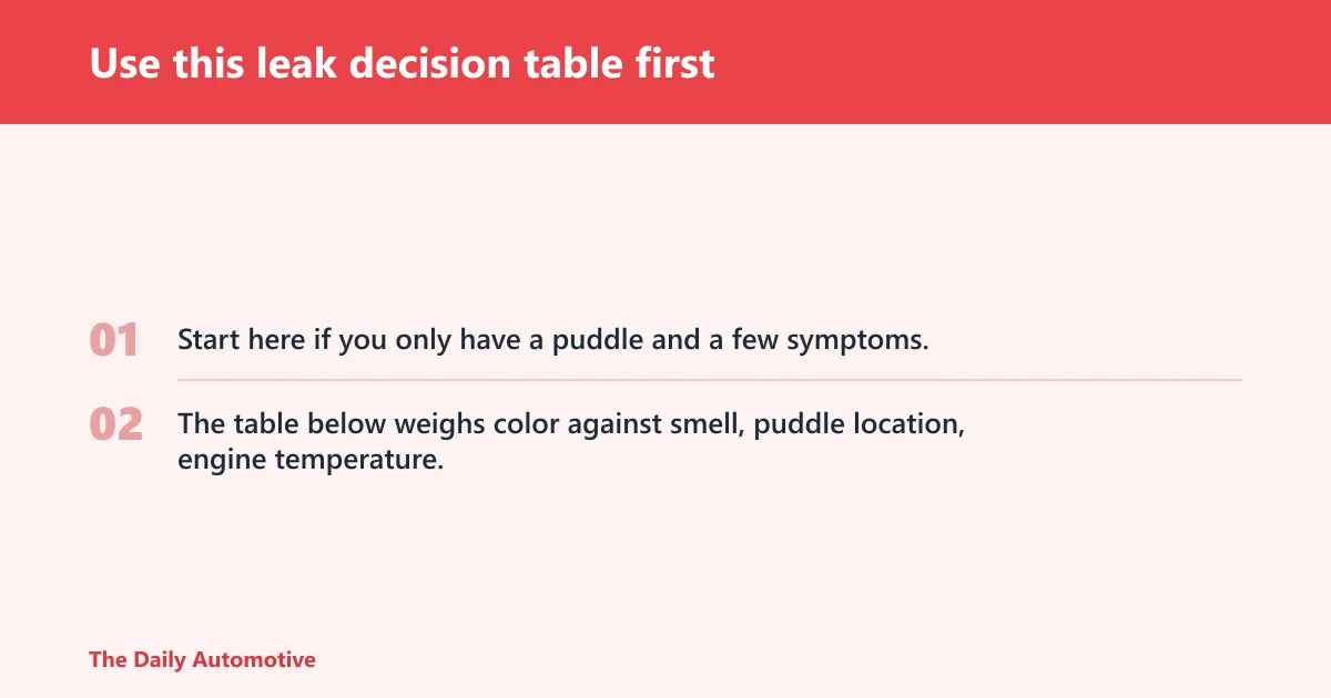 Steps: Use this leak decision table first