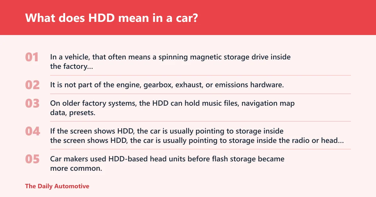 Steps: What does HDD mean in a car?