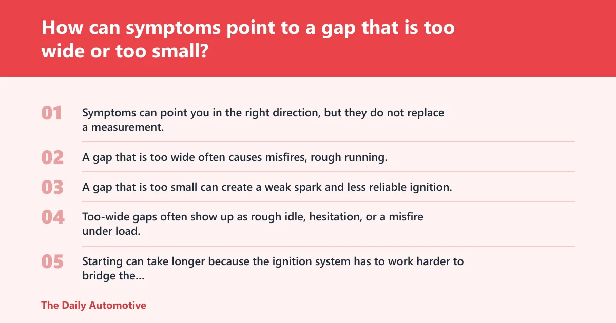 Steps: How can symptoms point to a gap that is too wide or too small?