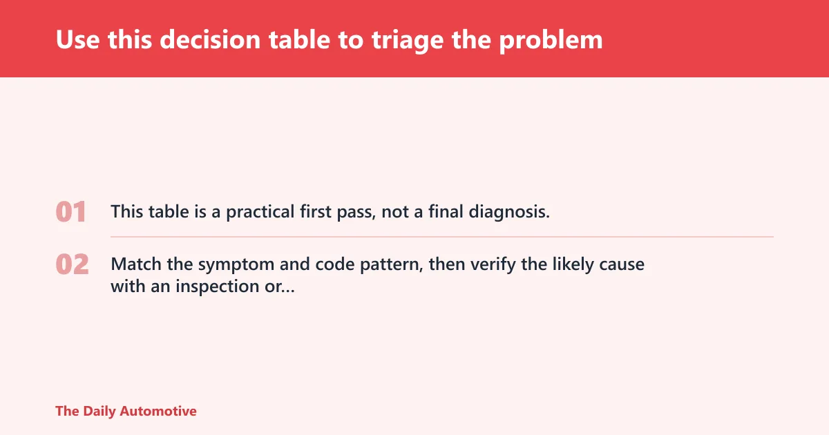 Steps: Use this decision table to triage the problem
