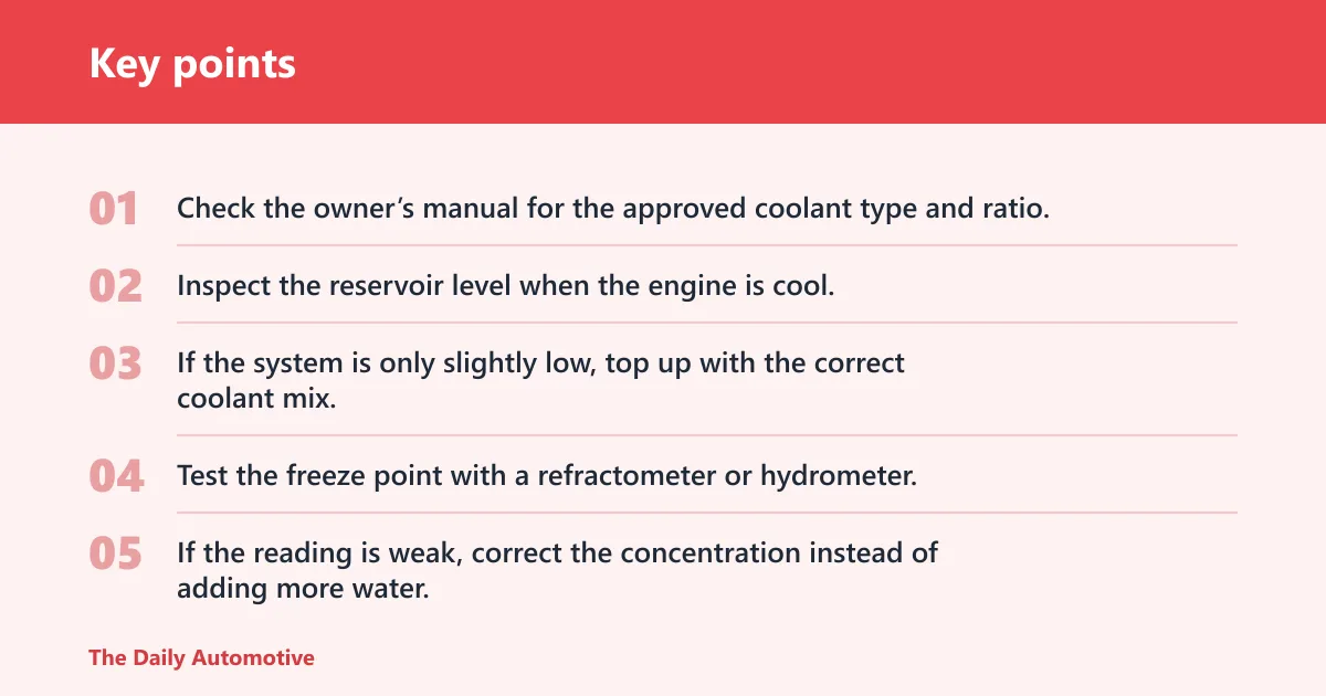 Key points: Coolant top-off and refill basics