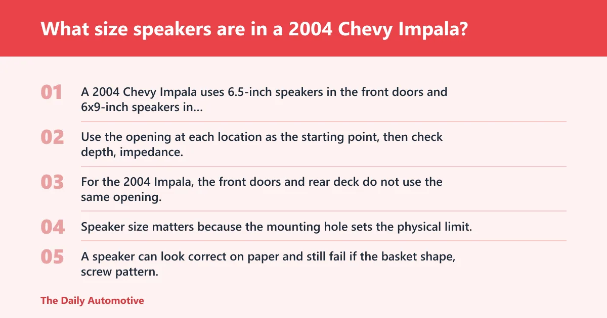 Steps: What size speakers are in a 2004 Chevy Impala?