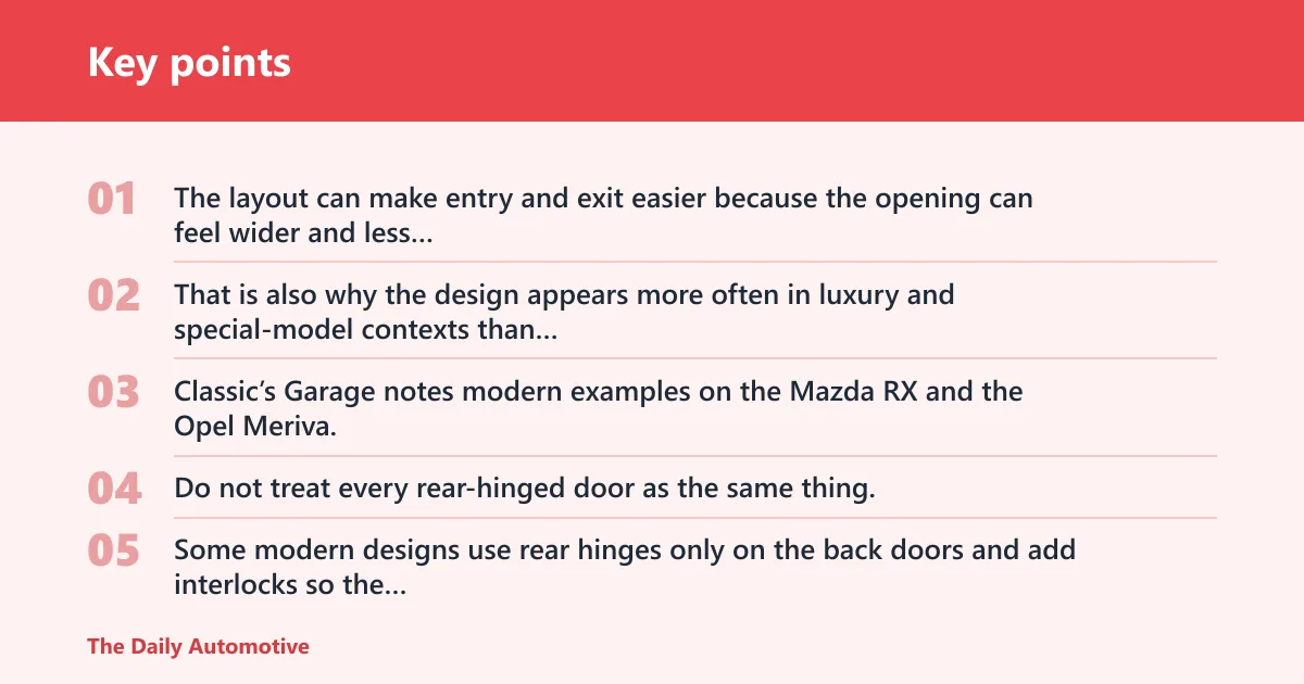 Key points: What is a suicide door?