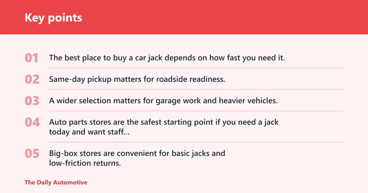 Key points: Where should you buy a car jack?