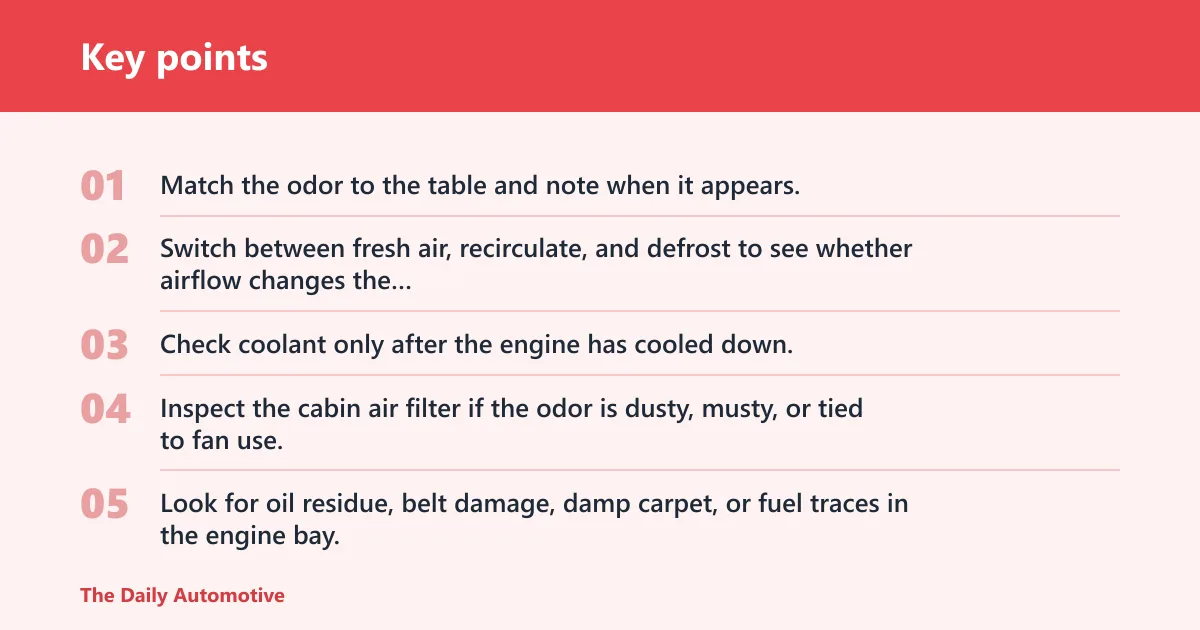 Key points: Odor decision table