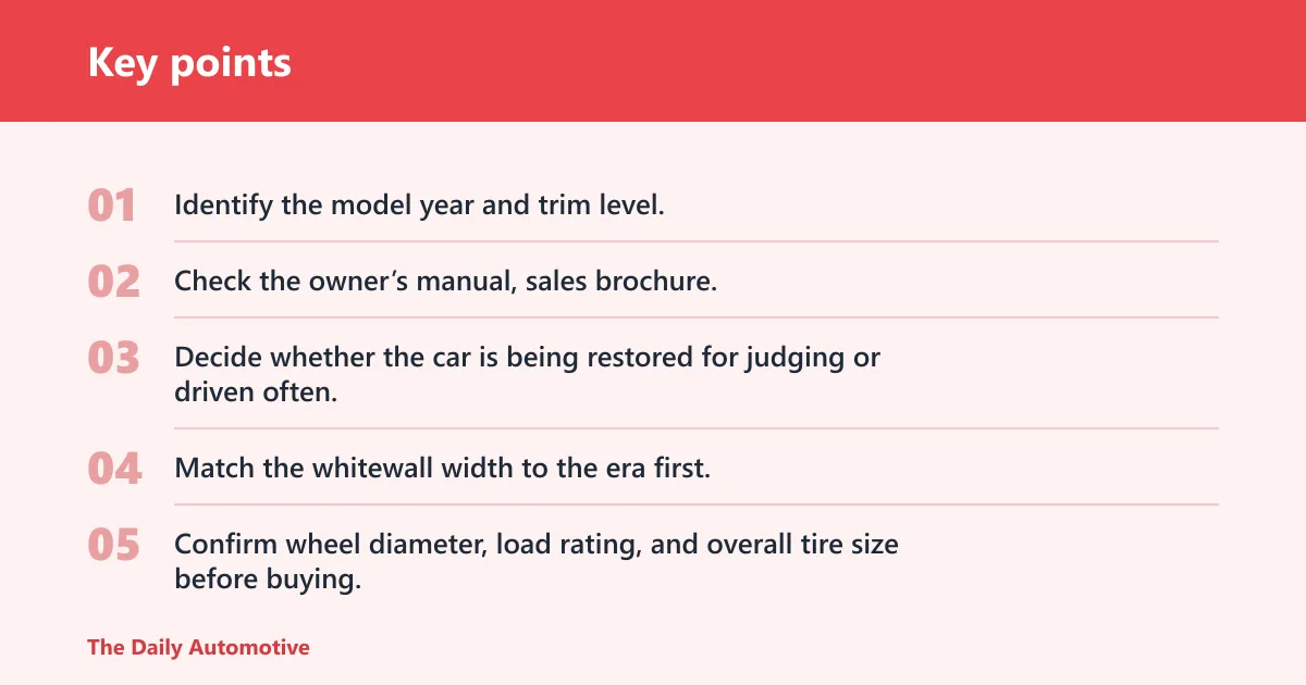 Key points: How do you choose between showroom-correct and driver-correct?