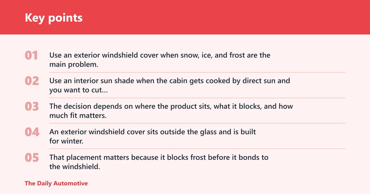 Key points: Windshield covers vs sun shades