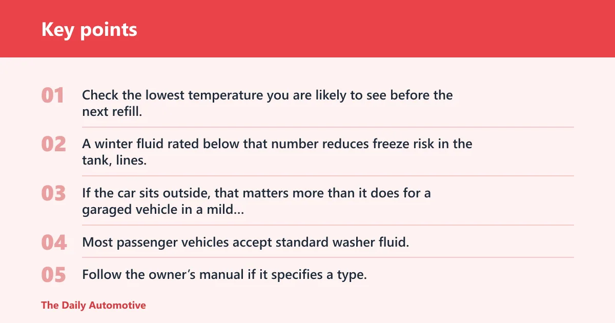 Key points: What kind of windshield washer fluid do you need?