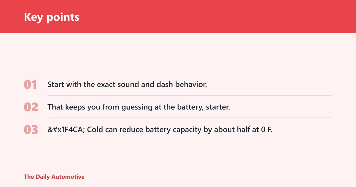 Key points: Cold-start triage table
